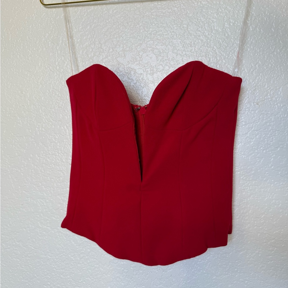 House of CB Red Strapless Corset Crop Top
